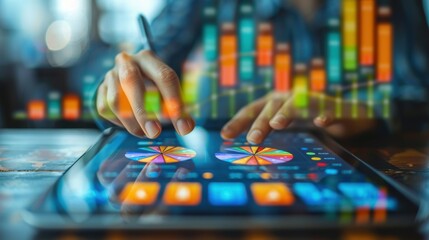 Data analysis concept on tablet. Business performance analysis. Modern analytics