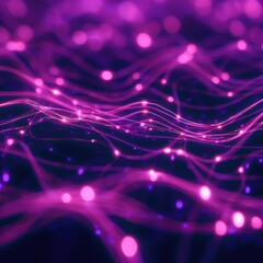 Flowing pink strands in a digital pattern against a dark background