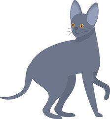 Illustration of a grey cat standing and looking curious