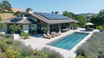 Fototapeta premium Photo of solar panels, generation of electricity using the sun