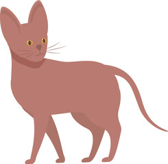 Minimalist illustration of a brown cat standing and subtly looking to the side, simple design