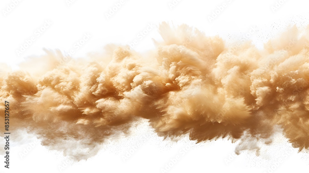 Canvas Prints Tan cloud of sand blown on a white background