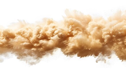 Tan cloud of sand blown on a white background