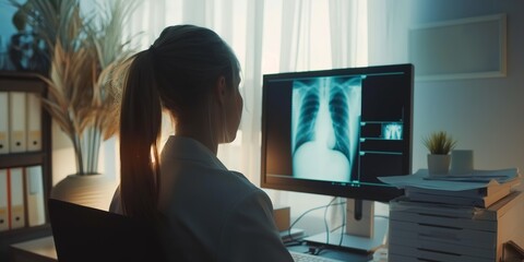 A radiologist analyzes x-rays, ensuring accurate diagnoses and expert care in healthcare.