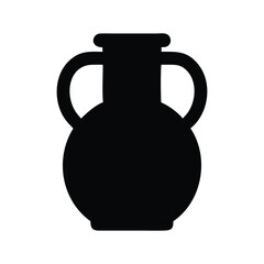 Elegant Silhouette of a Traditional Greek Amphora Vase - Black Vector Illustration
