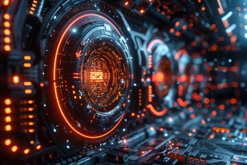 Futuristic Technology Interface with Glowing Lights.