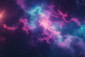 Fototapeta premium Vibrant Nebula with Stars: Cosmic Fantasy