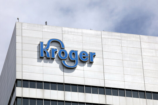 Cincinnati, Ohio, USA - June 9, 2024: The Kroger headquarters building in downtown Cincinnati. Kroger is an American supermarket company.