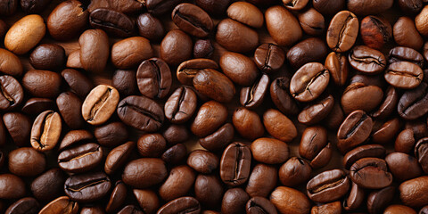 Fototapeta premium coffee beans macro as food background.