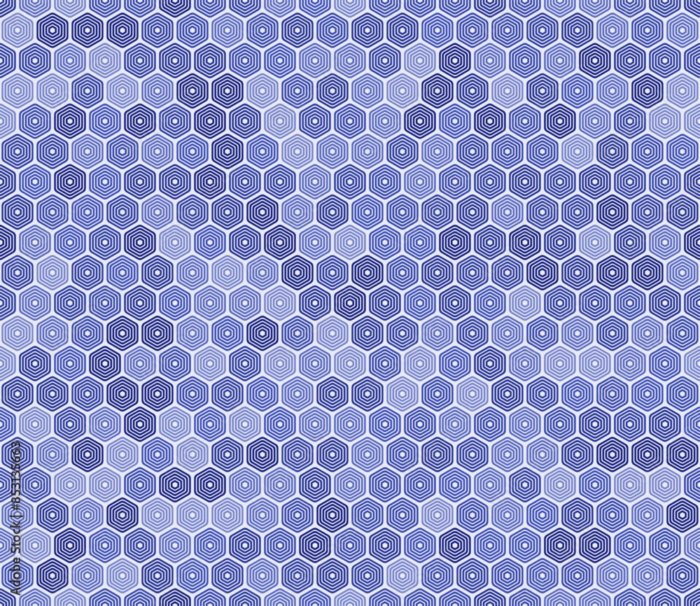 Aufkleber hexagon pattern geometric design. bold rounded stacked hexagons mosaic pattern. blue color tones. he