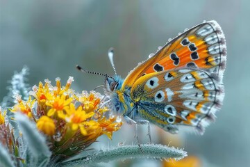 Obraz premium A close-up of a butterfly perched on a flower, symbolizing the importance of biodiversity.