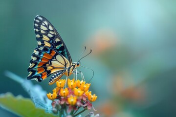 Fototapeta premium A close-up of a butterfly perched on a flower, symbolizing the importance of biodiversity.