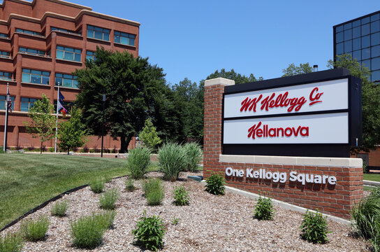 Battle Creek, Michigan, USA - June 12, 2024: The former headquarters of WK Kellogg Co and Kellanova in Battle Creek, Michigan. WK Kellogg Co and Kellanova are American multinational food companies.