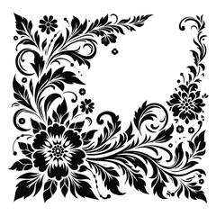 Floral Corner Border Design Vector On White Color Background.