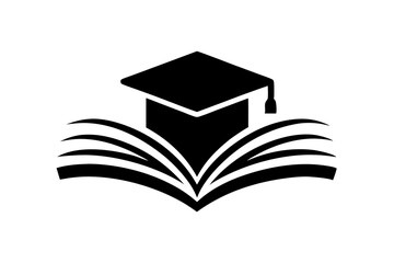 A Education Logo vector art illustration with a books and Graduation cap icon logo 