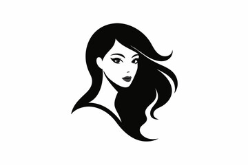 Vector template abstract logo for woman salons and shops. Stylized profile of a young beautiful woman