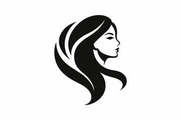 Vector template abstract logo for woman salons and shops. Stylized profile of a young beautiful woman