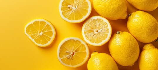 Fresh Lemons on Yellow: Vibrant Citrus Delight