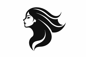 Vector template abstract logo for woman salons and shops. Stylized profile of a young beautiful woman