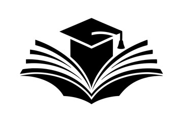 A Educational Logo vector art illustration with a book and Graduation cap icon  