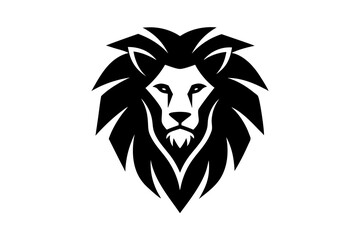  A Lion head logo, simple vector art. silhouette black
