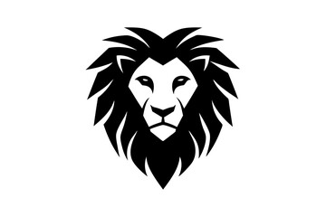  A Lion head logo, simple vector art. silhouette black