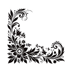 Floral Corner Border Design Vector On White Color Background.
