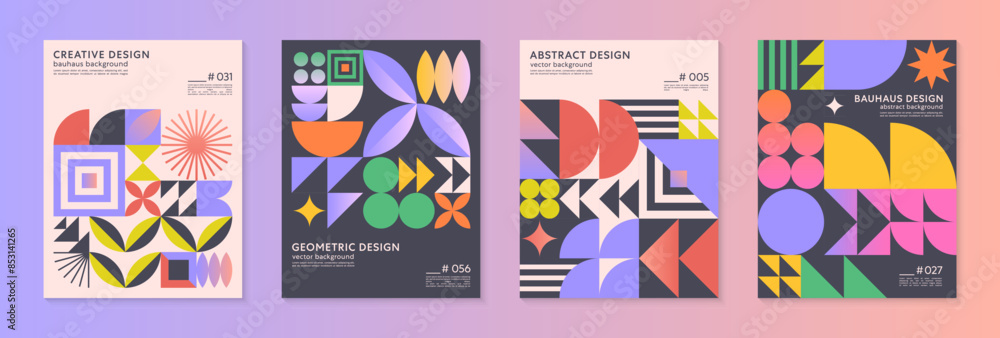 Poster abstract geometric pattern backgrounds with copy space for text.trendy minimalist geometric designs 