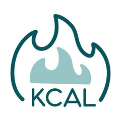 Kcal fire vector icon. Calorie burn, fat burning