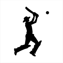 One cricket player silhouette isolated on white background. Cricket player icon vector illustration design.