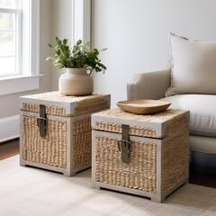 Stacked Square Hyacinth Storage Trunks: Organizational Solutions for Any Space