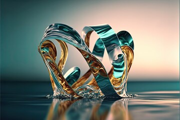 Rippling Water with Wind-blown Glass Ribbon: Abstract Wallpaper for Banners