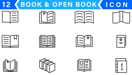Book icon vector. open book icon set