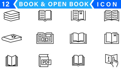 Book icon vector. open book icon set