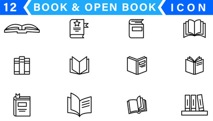 Book icon vector. open book icon set