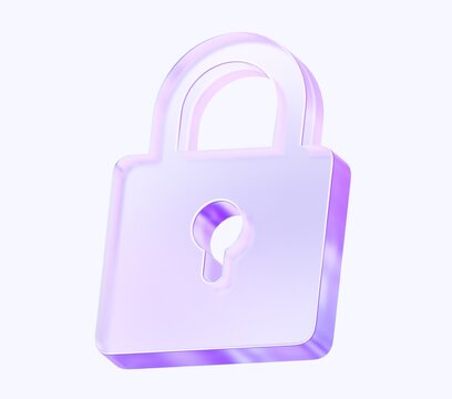 lock icon with colorful gradient. 3d rendering illustration for graphic design, ui ux design, presentation or background. shape with glass effect	