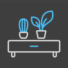 Wooden shelf with two potted plants vector icon