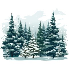 Fototapeta premium Enchanting Snowy Pine Trees in Vector