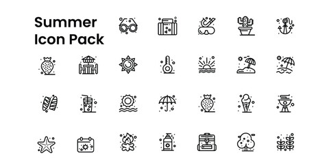 Summer, vacation, beach elements - minimal thin line web icon set. Outline icons collection. Simple vector illustration.