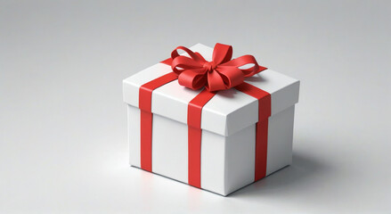 Obraz premium red gift box with ribbon