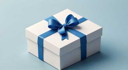 Obraz premium blue gift box with ribbon