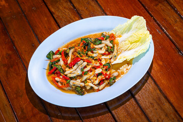 Thai food:Spicy fried razor clams