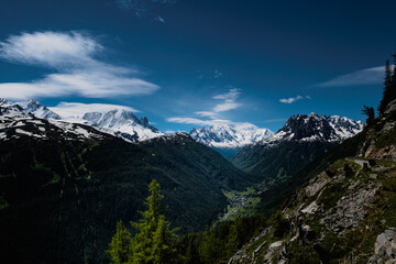 Landscape view of the the Trient Valley, with the Mont-Blanc in the background, shot in Emosson,...