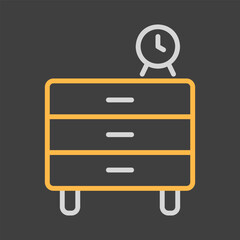 Bedside dresser and clock alarm vector icon