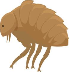 Brown flea is walking in this side view illustration