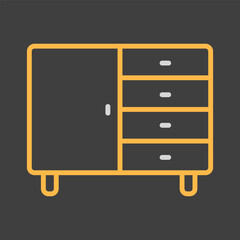 Bedside dresser vector icon. Chest of drawer