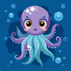 Explore the underwater world with a little octopus swimming on the ocean floor. Discover the beauty of underwater life.
