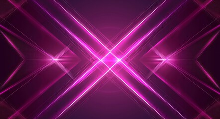 Fototapeta premium A pink neon light background with a gradient and symmetrical lines