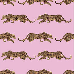 Seamless Pattern with the image of a Leopard
