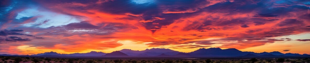 Obraz premium Sunset in the Arizona desert landscape - wide banner of the natural arid environment